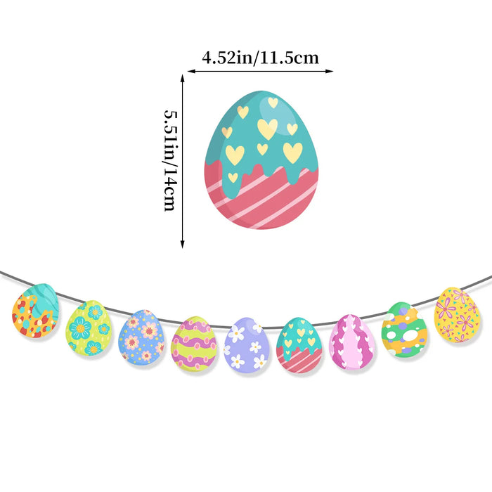Happy Easter Banner Easter Wreath Easter Eggs Bunny Hanging Swirls Ornaments Indoor Outdoor Spring Easter Themed Party Supplies