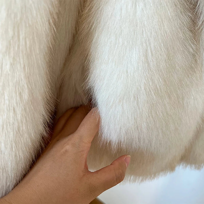 Luxury Brand Runway Fashion Gradient Cropped Fluffy Fur Jacket Coat
