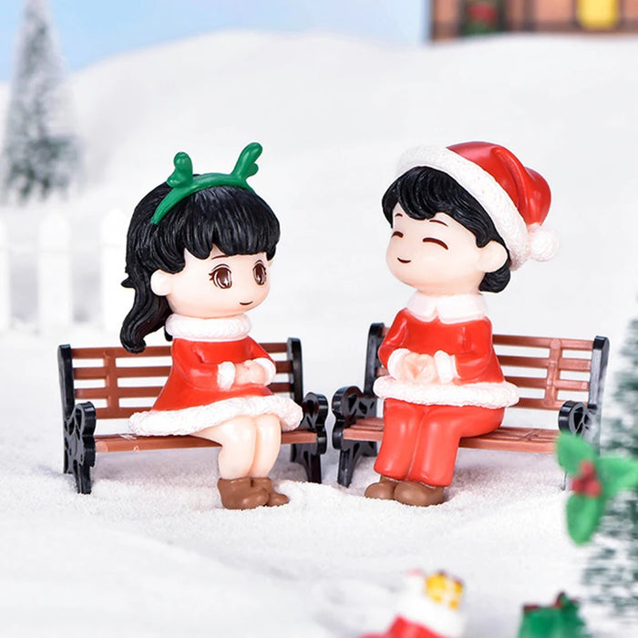 A Pairs Mini Lovers Snowman Santa Claus Miniature