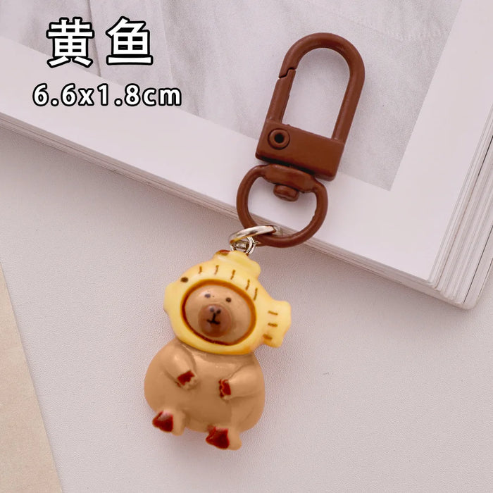 Cute Resin Capybara Key Chains for Women Girls Capibara Animal Keychain Kawaii Bag Backpack Charms Couple Friend Jewelry Gift