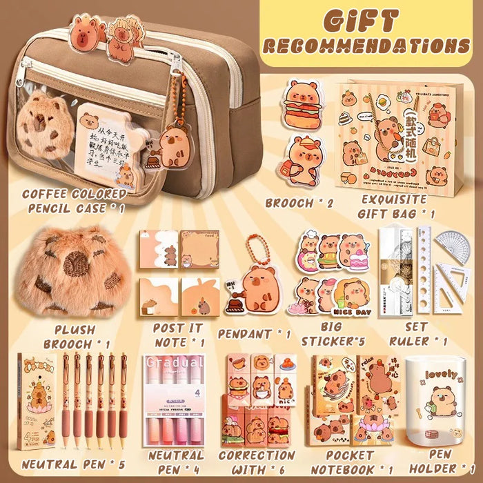 Capybara 9-layer large capacity pencil case, large capacity pencil case flip cover stationery pencil case stationery storage bag