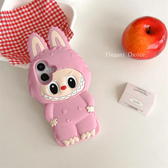 3D Cute Animal Rabbit Elf Creative Soft Silicone Phone Cases For iPhone 16 15 Pro Max 12 13 14 Plus Shockproof Cover