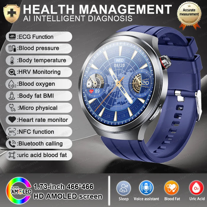 2025 New Micro Physical Examination ECG SmartWatch Blood Pressure Emotional Detection Fatigue Monitoring Smartwatch