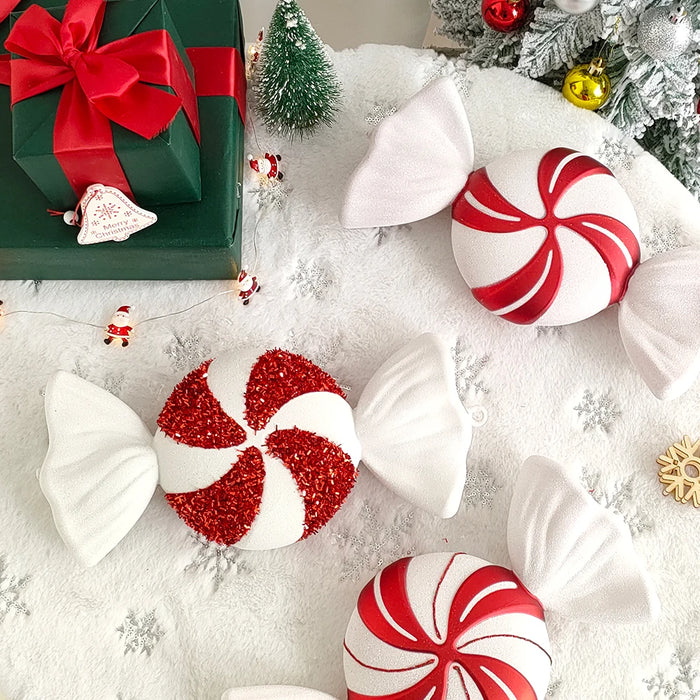 2pc 15cm Large Candy Pendant Christmas Decoration Red And White Lollipop