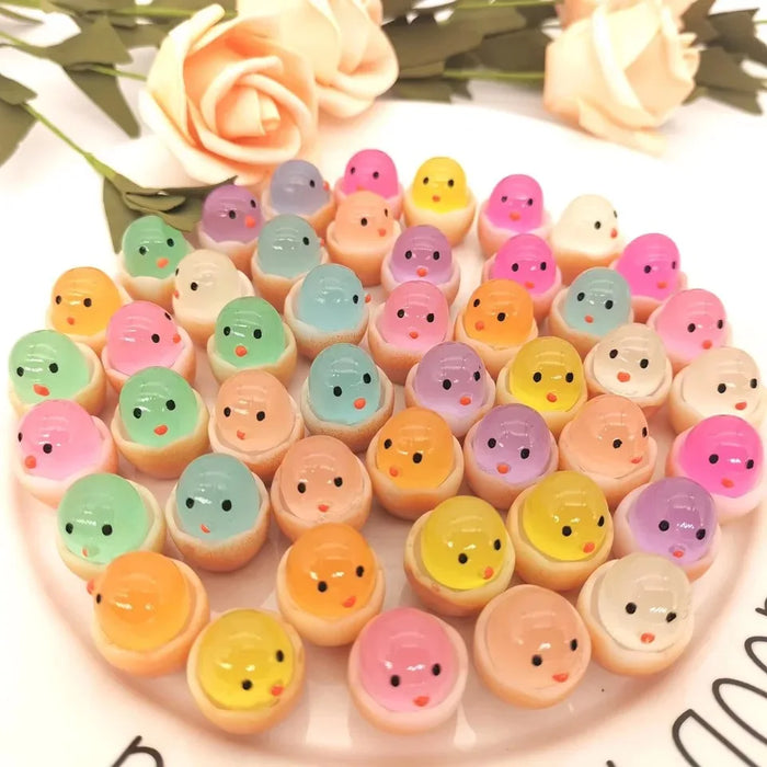 20PCS Luminous Chick Eggs Micro Landscape Ornament Easter Toys Birth Egg Glow in Dark Fairy Miniature Flower Potted Kids Gift