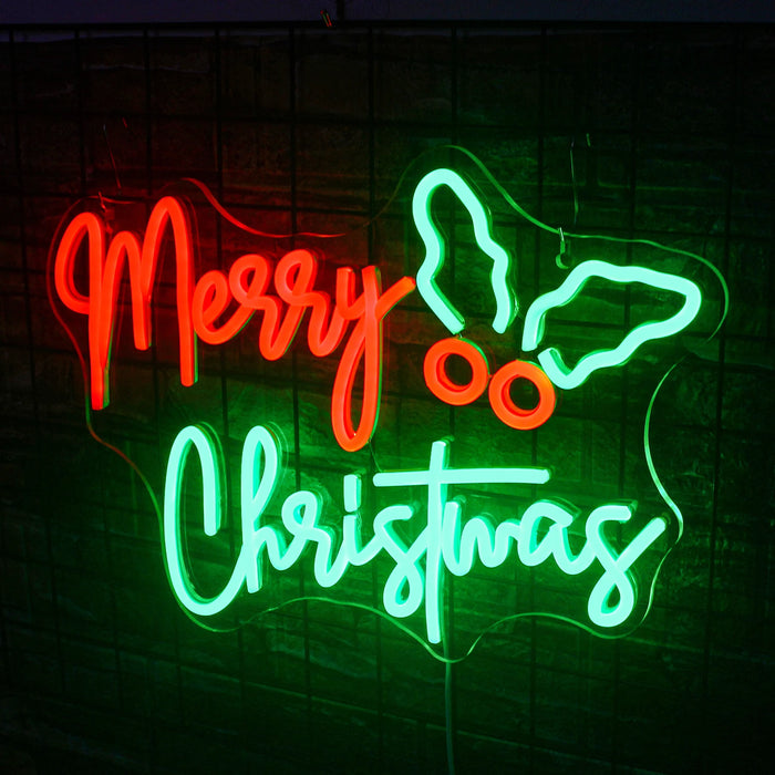 Merry Christmas Neon Sign Christmas Hat Dimmable LED Sign