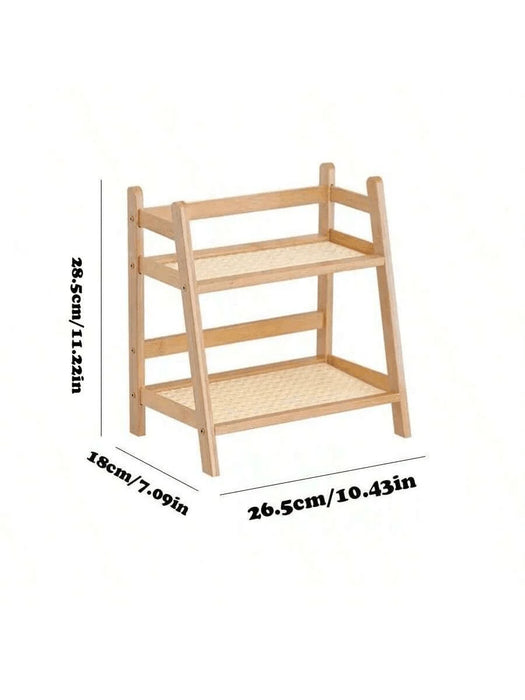 Countertop Organizer 2 Layer Coffee Cup Holder Multipurpose Bamboo Storage Shelf for Hotel Apartment Dressing Table Kitchen Home
