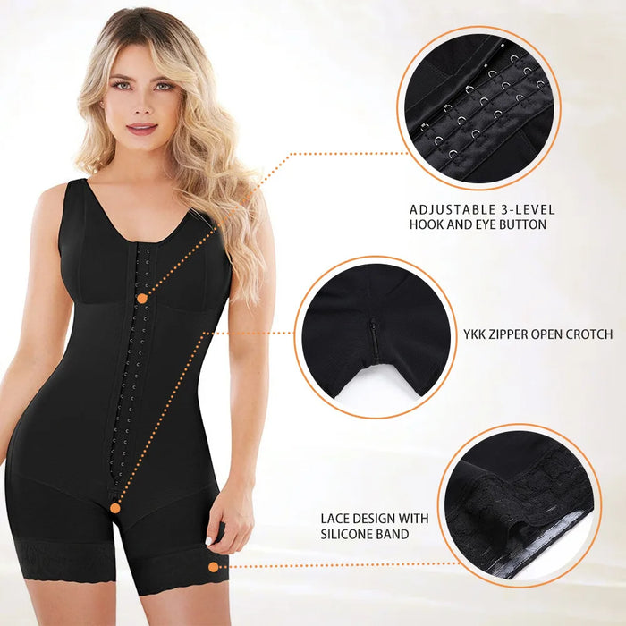Women Bodysuit Shapewear Fajas High Compression Shorts Slimming Sexy Shaping Underwear Tummy Control Body Shaper with Buckle
