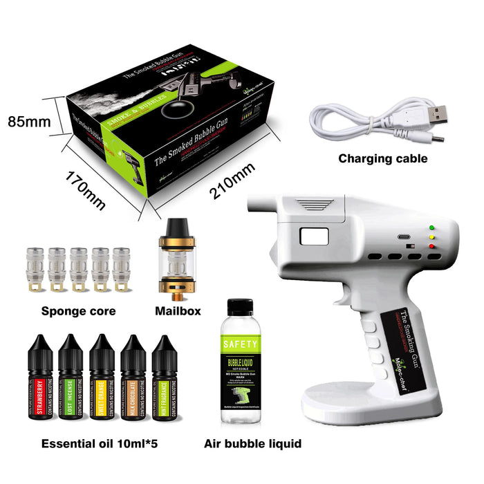 Cocktail Smoke Gun, Vapour Blaster Cocktail Bubble Smoke Gun with 5-Flavour Aroma Liquid and Edible Bubble for Food and Drink