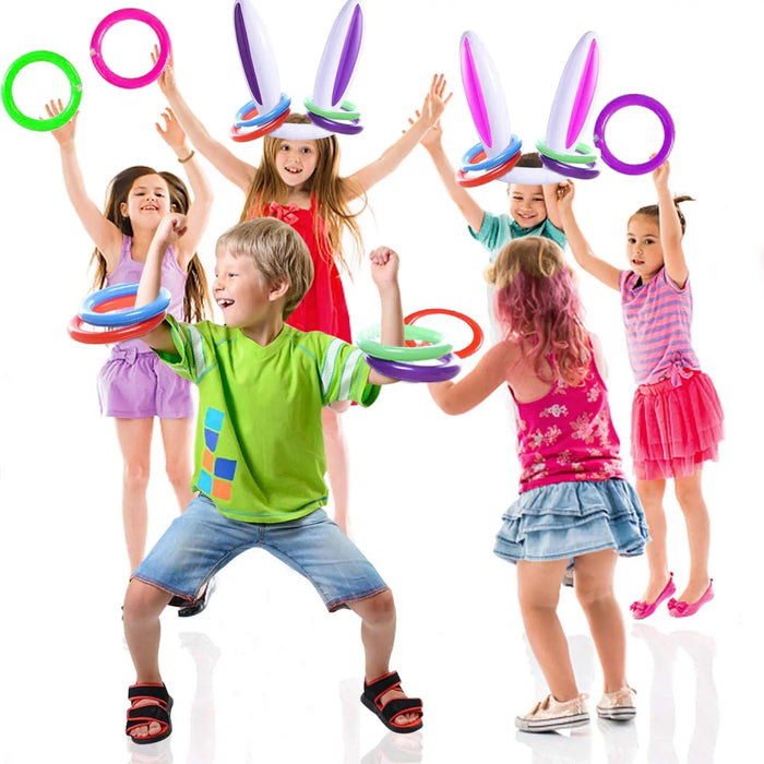 Easter Party Game Inflatable Rabbit Ear Hat Bunny Ears Ring Toss Game Kid Toys Funny Gift Family Game Birthday Party Supplies