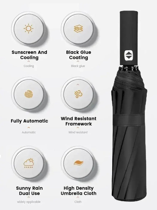 12 Bone Black Glue Fully Automatic Folding Umbrella