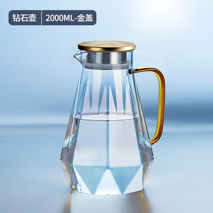 2L Large Capacity Cold Water Bottle Glass Heat-Resistant High Temperature Cold Water Bottle Teapot Set Boiling Water Cup