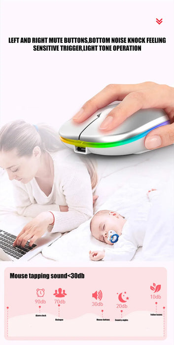 Rechargeable Wireless Mouse LED Backlit Mouse Laptop Computer Mouse 2.4Ghz