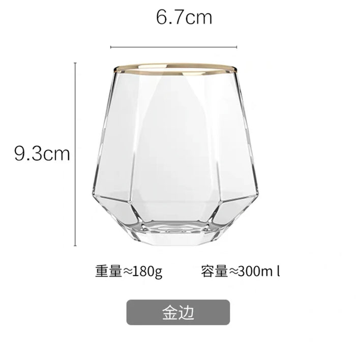 Color Heatproof Glass Net Celebrity Creative Hexagonal Crystal Glass Beautiful Milk Juice Drink Cup Family Party High Value