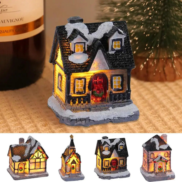 LED Village House Light Up Christmas Village House Resin Light Beacon Table
