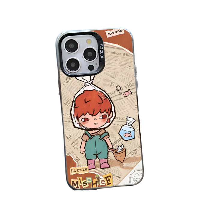 Cartoon Cute Destruction Hirono Case for iPhone 16 15 14 13 Pro Max Plating Matte Hard
