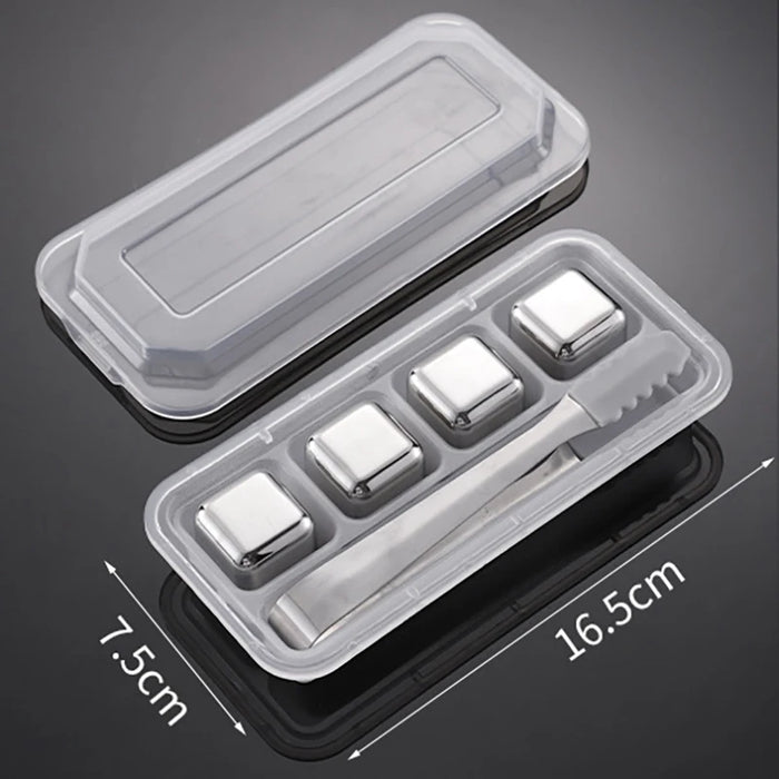 Reusable Stainless Steel Ice Cubes, 304 Steel Chilling Stones for Whiskey, Wine, Beer, Drink, Quick-Freeze Cooling Rock Bar Tool