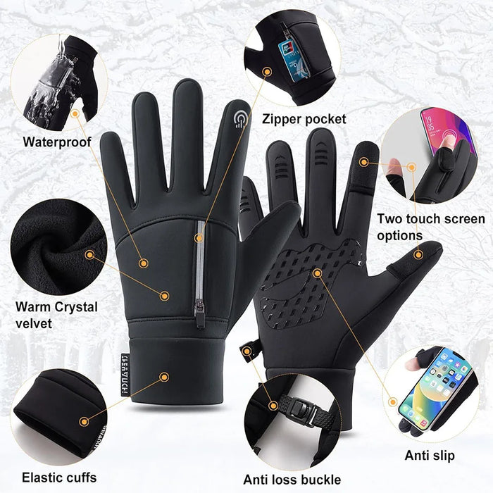 GTUBIKE New Winter Flip Open Two Finger Gloves Warm Touch Screen Gloves Outdoor Windproof Waterproof Cycling Fishing Gloves