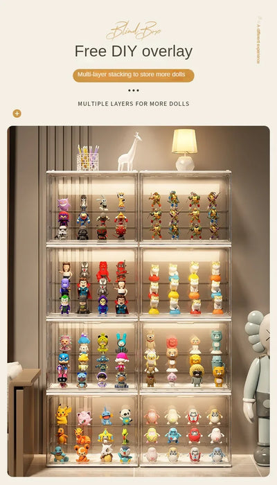 Acrylic Showcase for Collectible Figures and Blind Box Toys, Clear Display Stand