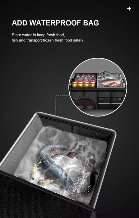 SEAMETAL Foldable Trunk Storage Box Waterproof Oxford Cloth 110L Large-Capacity Car Organizer for Camping/Fishing Easy to Carry