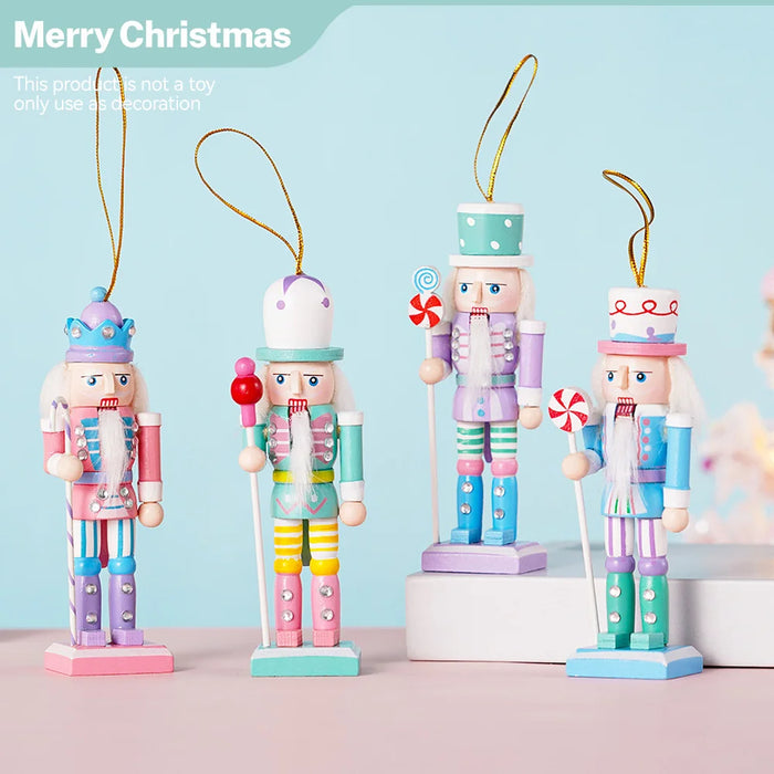 4Pcs Candy Series Nutcracker Puppet Christmas Tree Pendant Wooden
