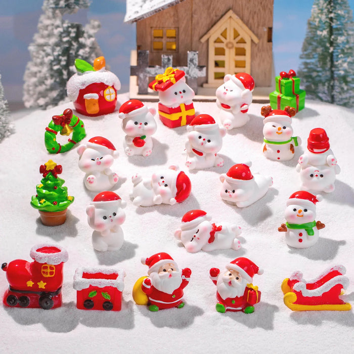 1pc Mini Resin Christmas Santa Claus Snowman Ornament Micro Landscape Christmas Decorations Ornament Home Desktop Park Decor