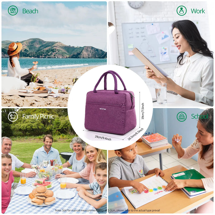 Lunch Box Thermal Bag Portable Waterproof Durable Wide Opening