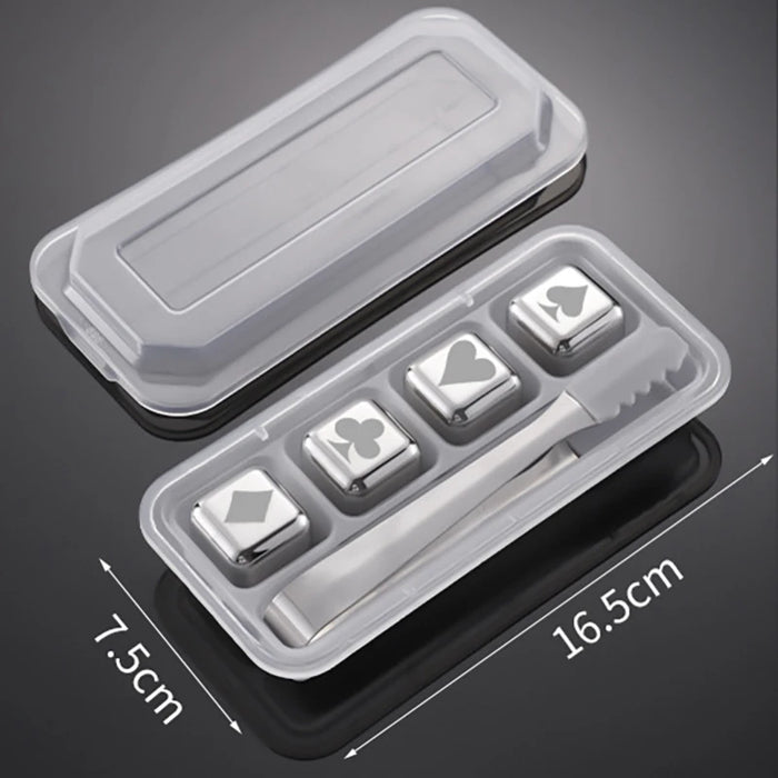 Reusable Stainless Steel Ice Cubes, 304 Steel Chilling Stones for Whiskey, Wine, Beer, Drink, Quick-Freeze Cooling Rock Bar Tool