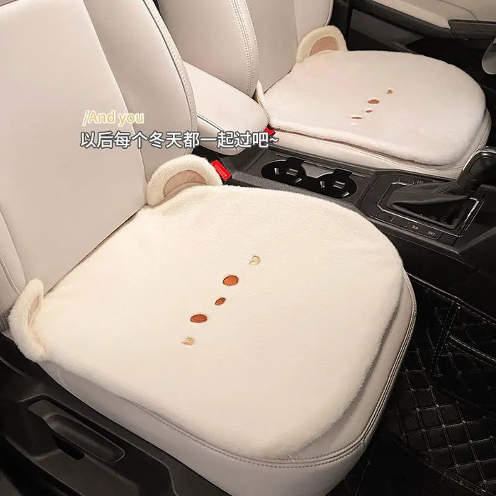 Plush Cute Cartoon Car Seat Cushion Pad Full Set Breathable Four Seasons Car Seat Cover Anti Slip Interior Accessories Universal