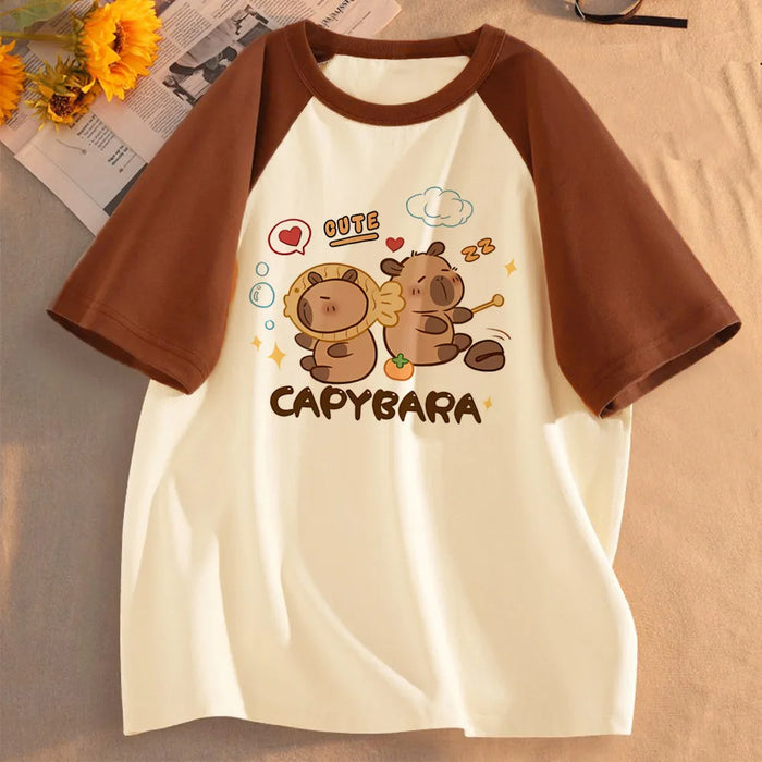 Funny Capybara T-shirts Men Women Summer Cute Animal T Shirt Short Sleeve Graphic T Shirts Streetwear Women's Clothing