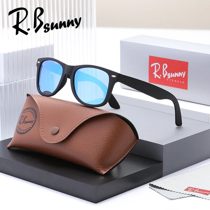 RBsunny Classic Polarized Sunglasses Men Women Outdoor UV400 Retro Black Frame Glasses Male Fashion Anti Glare Driving Eyewear