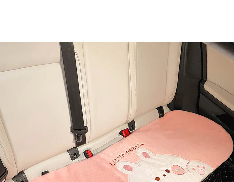 Plush Cute Cartoon Car Seat Cushion Pad Full Set Breathable Four Seasons Car Seat Cover Anti Slip Interior Accessories Universal