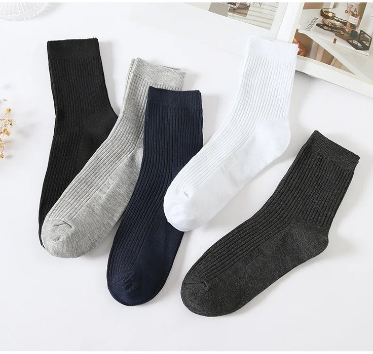 HSS Brand 5 Pairs/Lot Men‘s Socks Cotton Casual Business Stripe Socks Deodorant Breathable Black White Travel Winter Socks Man