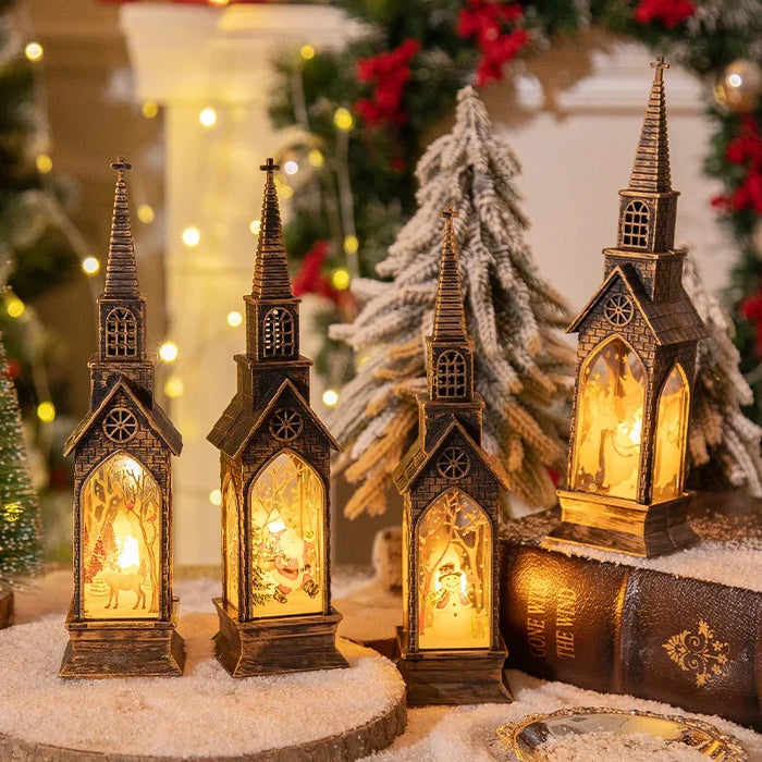 Christmas Light Up Church Decorative Battery Operated Lantern
