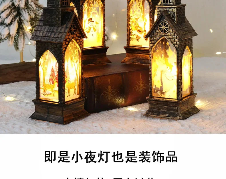 Christmas Light Up Church Decorative Battery Operated Lantern