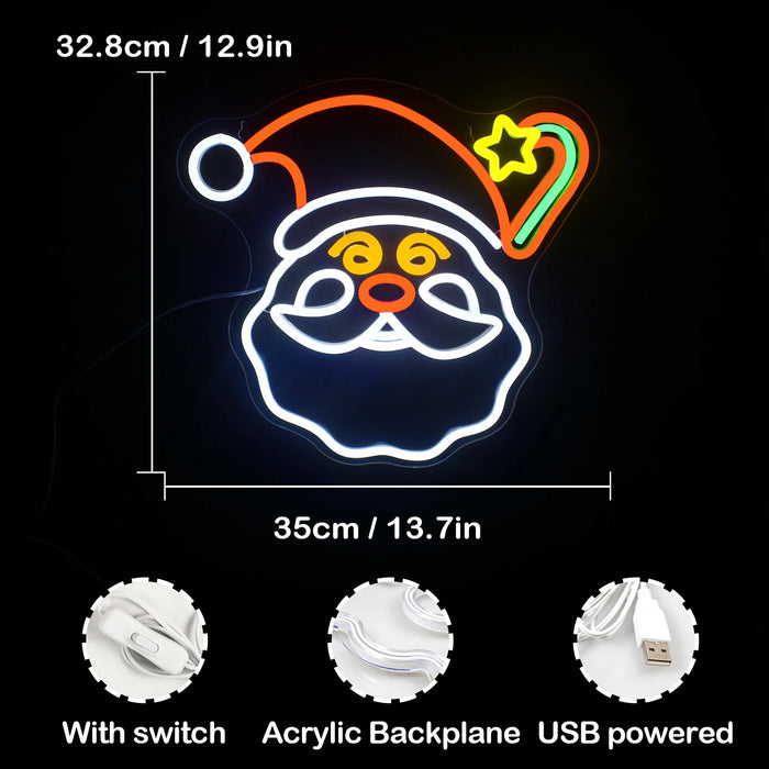 Merry Christmas Neon Sign Christmas Hat Dimmable LED Sign