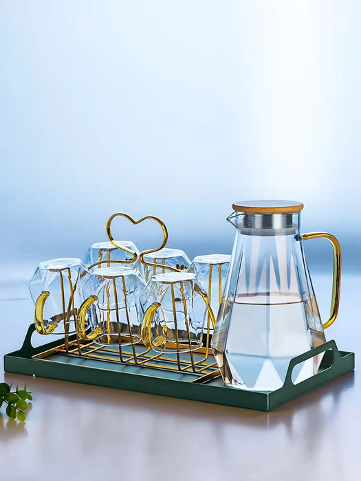 2L Large Capacity Cold Water Bottle Glass Heat-Resistant High Temperature Cold Water Bottle Teapot Set Boiling Water Cup