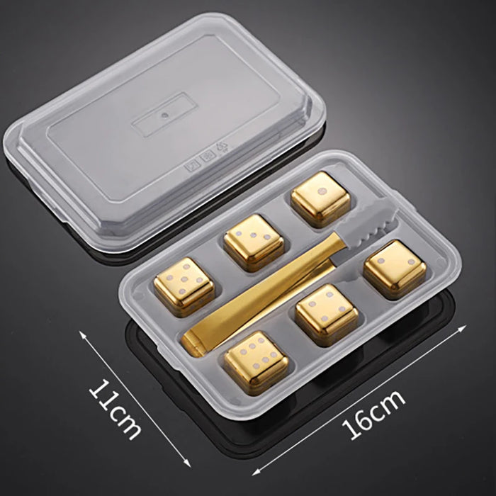 Reusable Stainless Steel Ice Cubes, 304 Steel Chilling Stones for Whiskey, Wine, Beer, Drink, Quick-Freeze Cooling Rock Bar Tool
