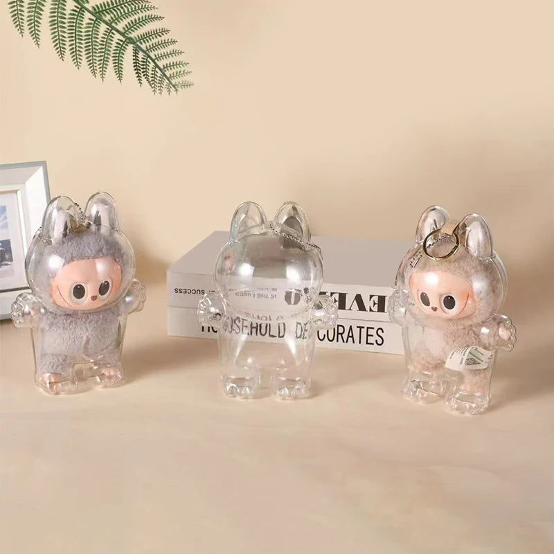 Labubu Transparent Protective Storage Case Plush Dolls Display Bag Portable Clear Organizer Box Thickened Dolls Bag