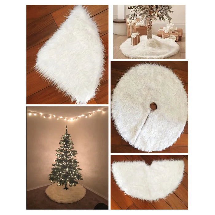 Christmas Christmas tree skirt base decoration pure white plush carpet