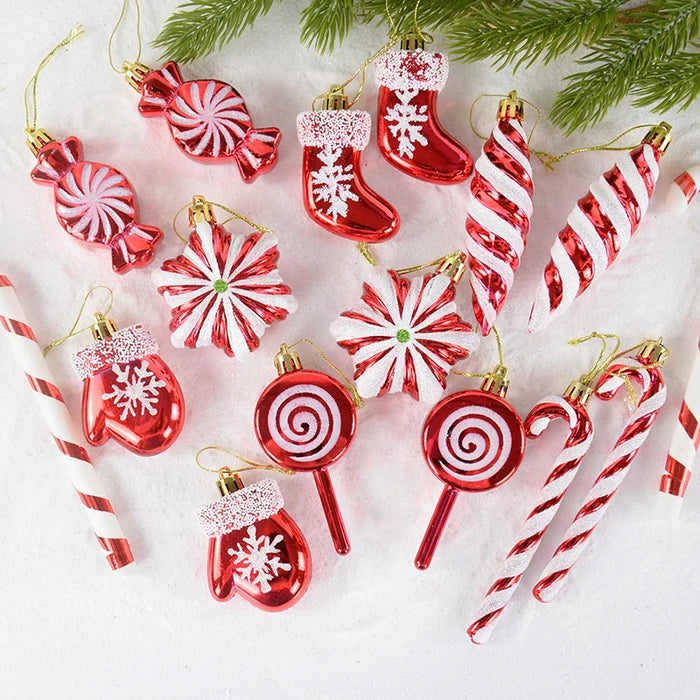 6pcs/set Christmas Candy Pendants Colorful Lollipop Cane Hanging Ornaments