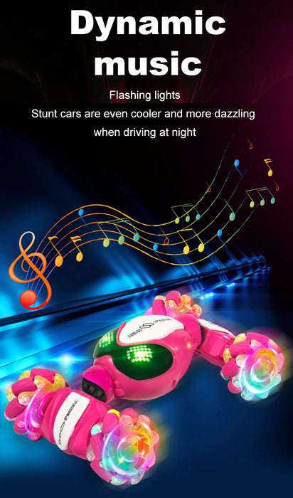 Rc Stunt Car Dual Remote Control Watch Gesture Sensor Drift 2.4GHz 4wd Rotation Deformation Electric Toy for Kids Boys Christmas