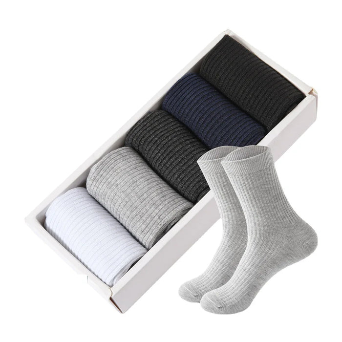 HSS Brand 5 Pairs/Lot Men‘s Socks Cotton Casual Business Stripe Socks Deodorant Breathable Black White Travel Winter Socks Man