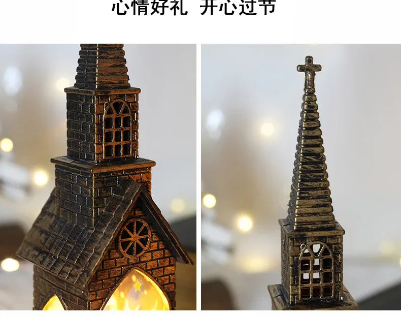 Christmas Light Up Church Decorative Battery Operated Lantern