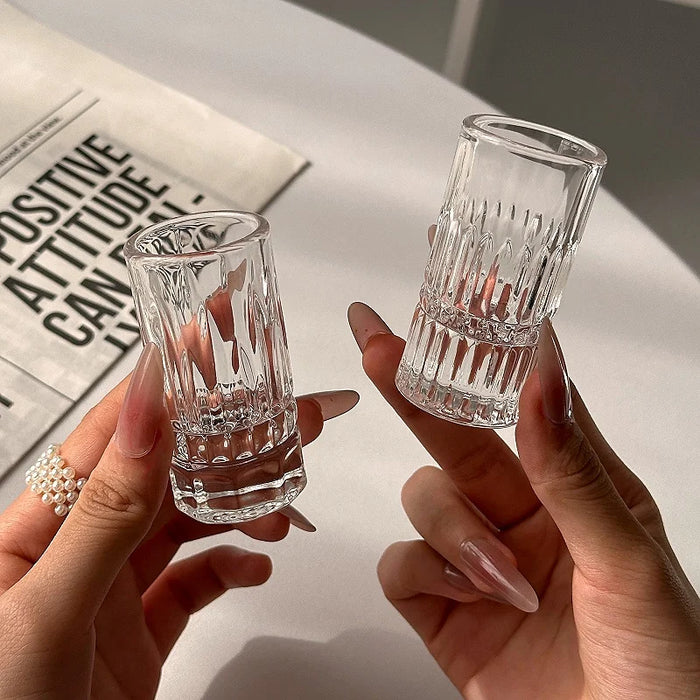 Engraved Diamond Crystal Glass Shot Glass for Whiskey Foreign Wine White Wine Bullet Glass Carved Home Household Drinkware