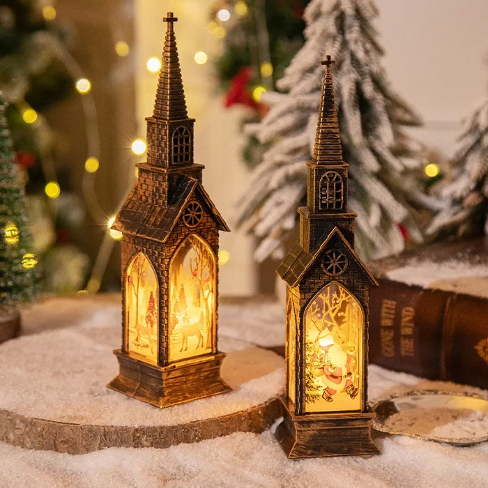 Christmas Light Up Church Decorative Battery Operated Lantern