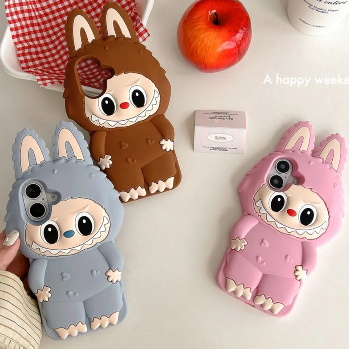3D Cute Animal Rabbit Elf Creative Soft Silicone Phone Cases For iPhone 16 15 Pro Max 12 13 14 Plus Shockproof Cover