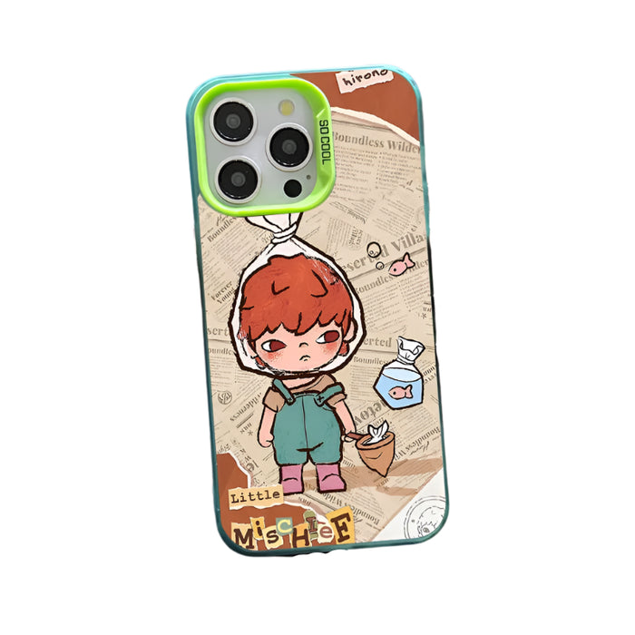 Cartoon Cute Destruction Hirono Case for iPhone 16 15 14 13 Pro Max Plating Matte Hard