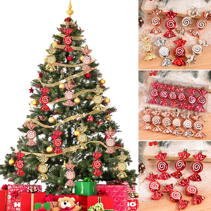 6pcs/box Christmas Candy Pendant Xmas Tree Hanging Ornaments