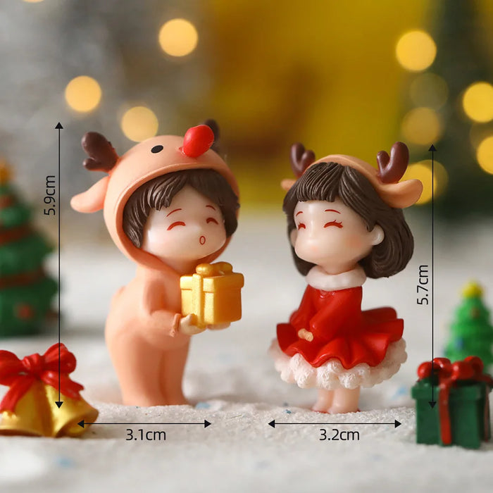 A Pairs Mini Lovers Snowman Santa Claus Miniature